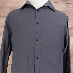 Murano Shirt Mens LT Big & Tall Gray Geometric Long Sleeve Button-Up 100% Cotton